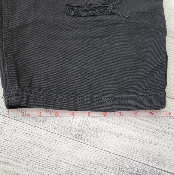 Plus Size Black Distressed Denim Shorts - Picture 10 of 16
